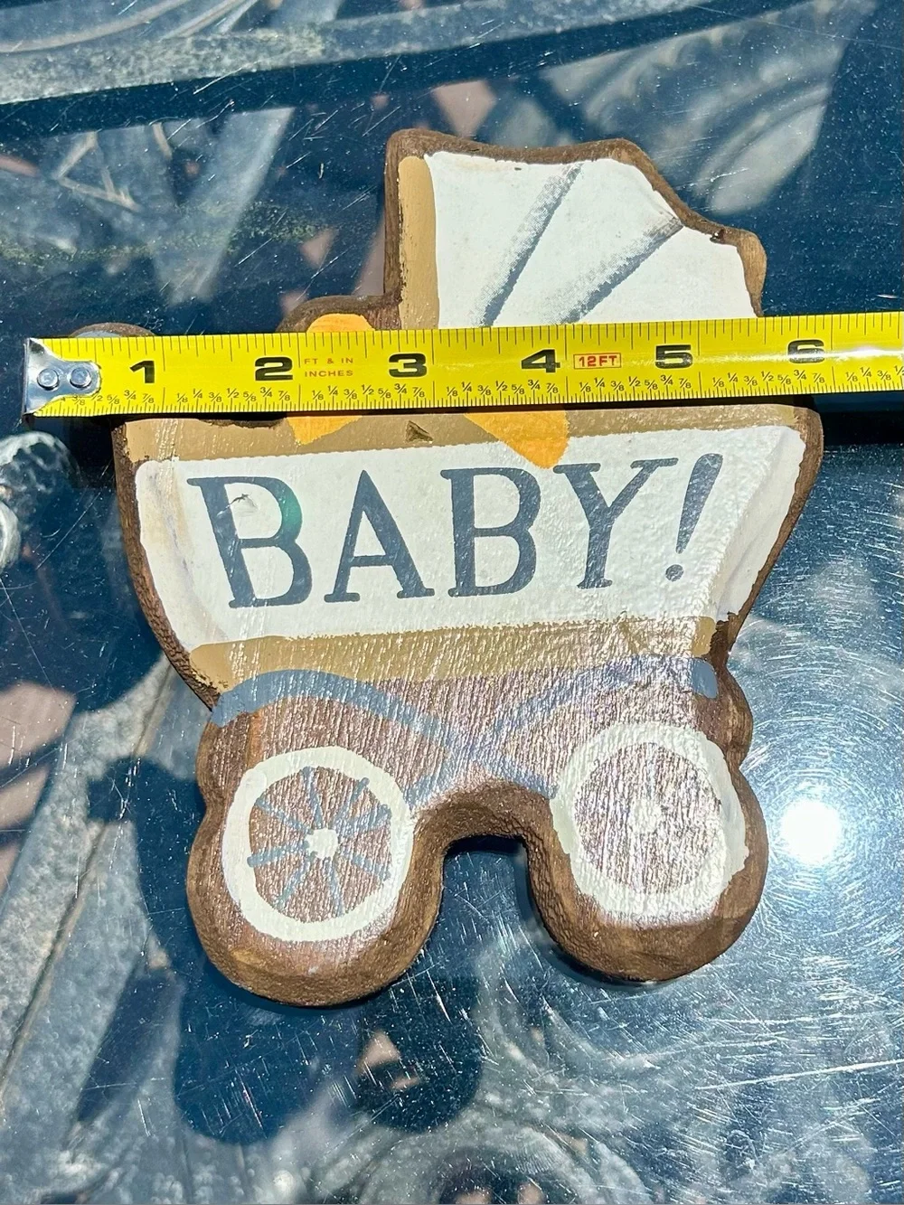 Demdaco Baby Carriage Wooden Magnet Token